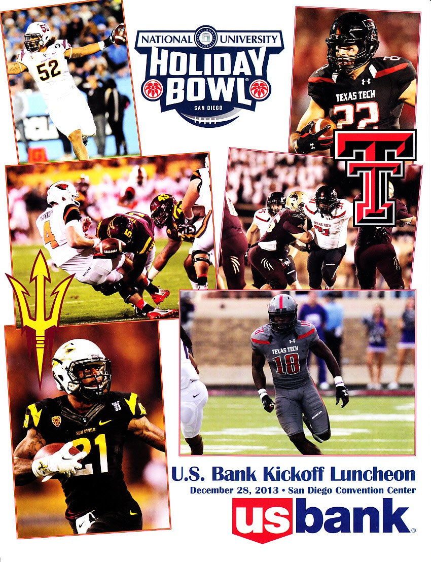 2013 Holiday Bowl game ticket stub & lunch program (Texas Tech 37 Arizona State 23)