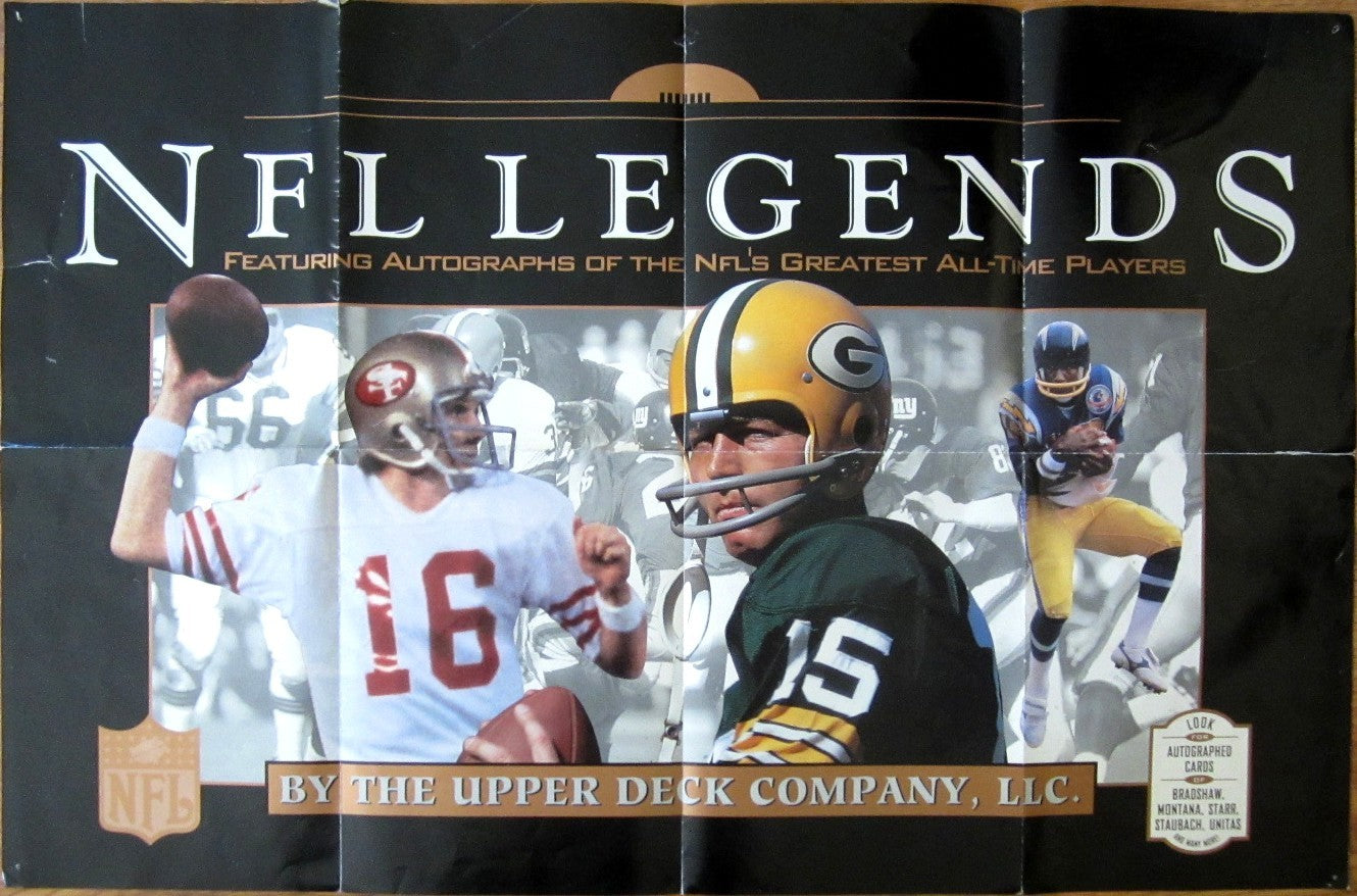 1997 Upper Deck NFL Legends poster (Joe Montana Bart Starr Charlie Joiner)