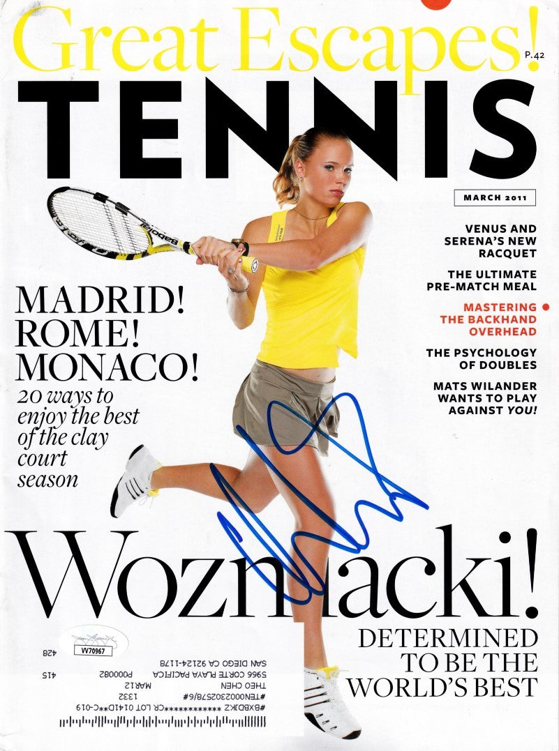 Caroline Wozniacki autographed 2011 Tennis magazine cover JSA