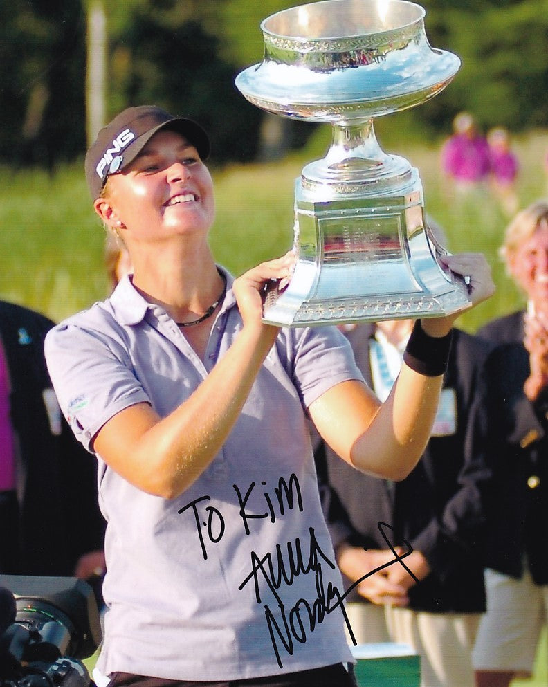 Anna Nordqvist autographed 2009 LPGA Championship 8x10 photo (inscribed To Kim or Tom)