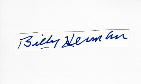 Billy Herman autograph or cut signature mounted on 3x5 index card
