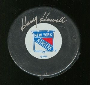 Harry Howell autographed New York Rangers puck
