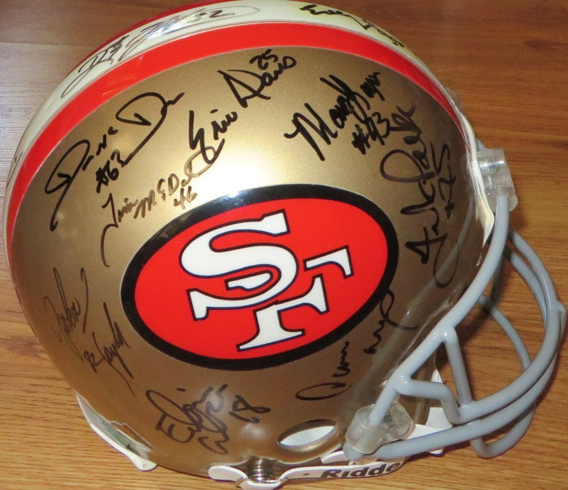 1994 San Francisco 49ers Super Bowl 29 Champions team autographed full size game helmet Jerry Rice Deion Sanders Steve Young JSA