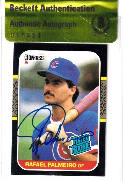 Rafael Palmeiro autographed Chicago Cubs 1987 Donruss Rookie Card BAS