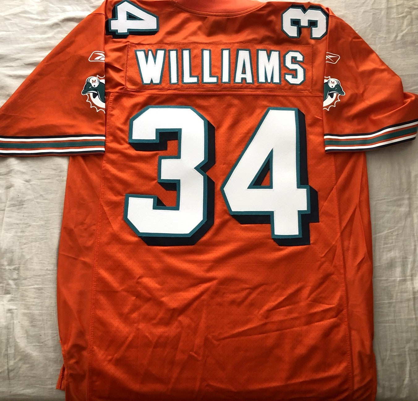 Ricky Williams Miami Dolphins authentic Reebok orange stitched LARGE jersey NEW