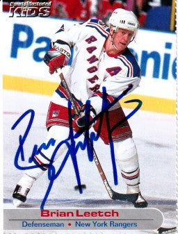Brian Leetch autographed New York Rangers 2001 Sports Illustrated for Kids card