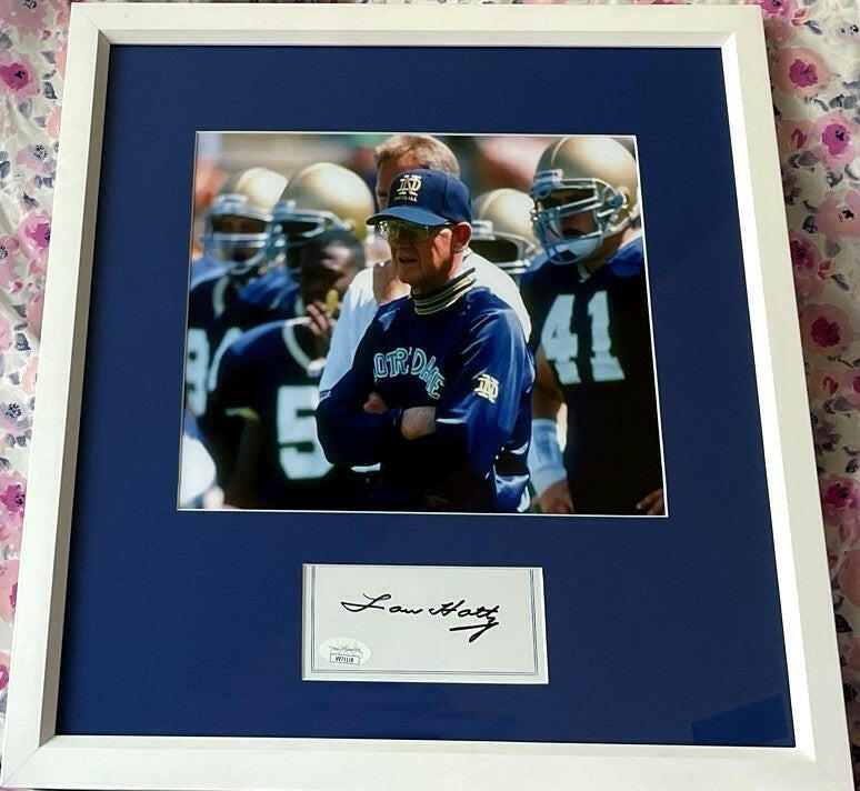 Lou Holtz autograph custom framed with Notre Dame 8x10 photo JSA ...