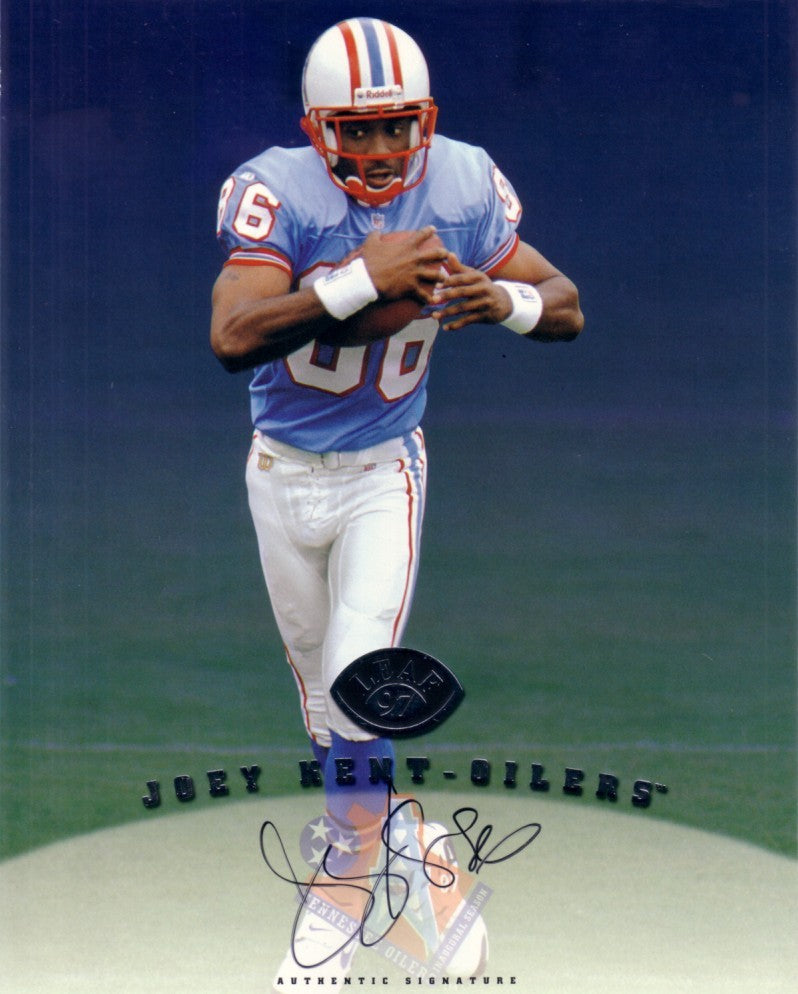 Joey Kent certified autograph Tennessee Oilers 1997 Leaf 8x10 photo card