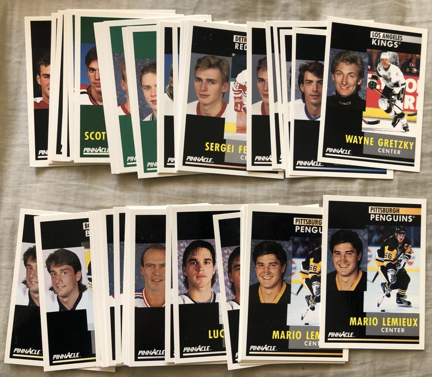 1991-92 Pinnacle NHL Hockey 46 card lot Pavel Bure Wayne Gretzky Brett Hull Jaromir Jagr Mario Lemieux Patrick Roy Joe Sakic Mats Sundin