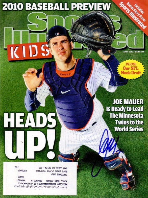Joe Mauer autographed Minnesota Twins 2010 Sports Illustrated for Kids magazine cover