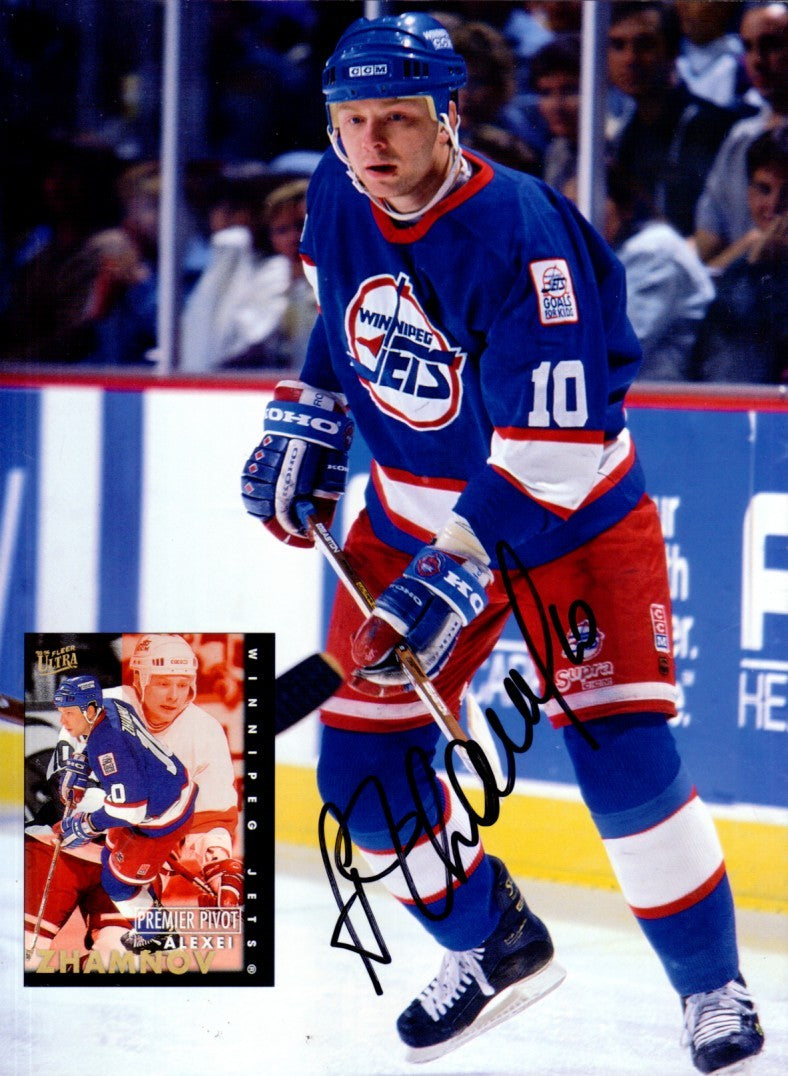 Alexei Zhamnov autographed Winnipeg Jets Beckett Hockey back cover photo