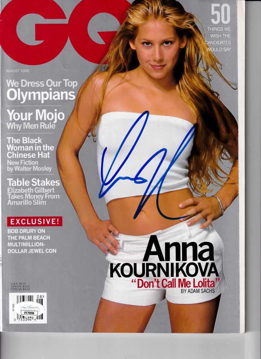 Anna Kournikova autographed August 2000 GQ magazine with sexy cover JSA