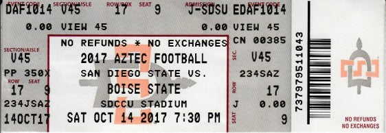 2017 Boise State Broncos at San Diego State Aztecs football full ticket