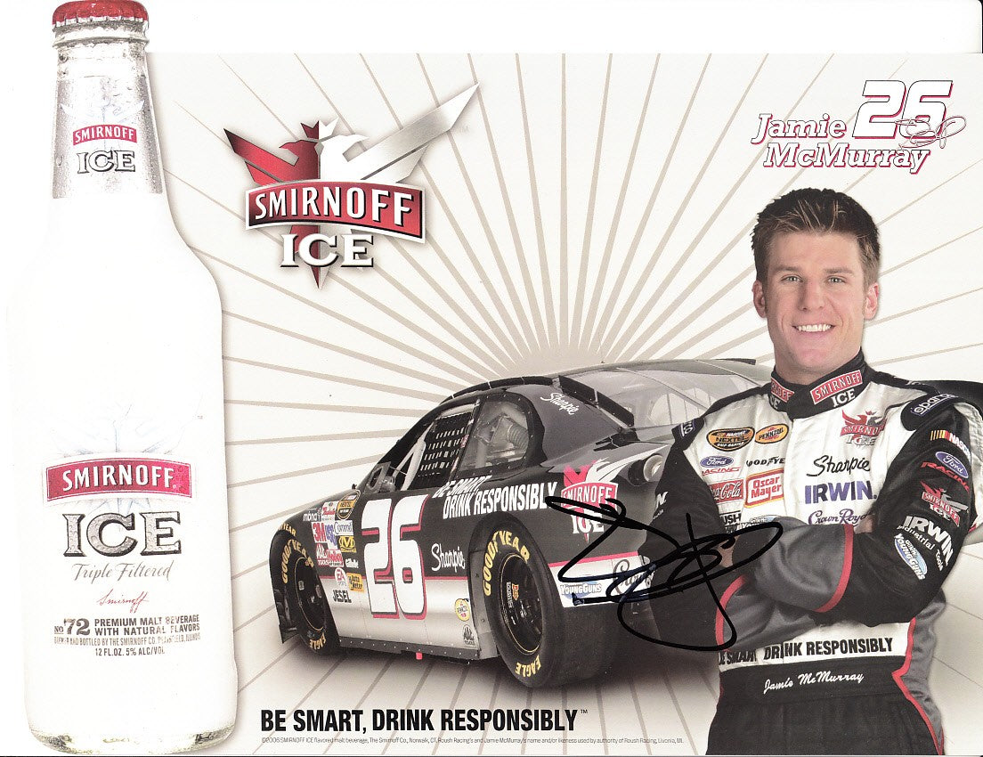 Jamie McMurray autographed Smirnoff Ice NASCAR photo card