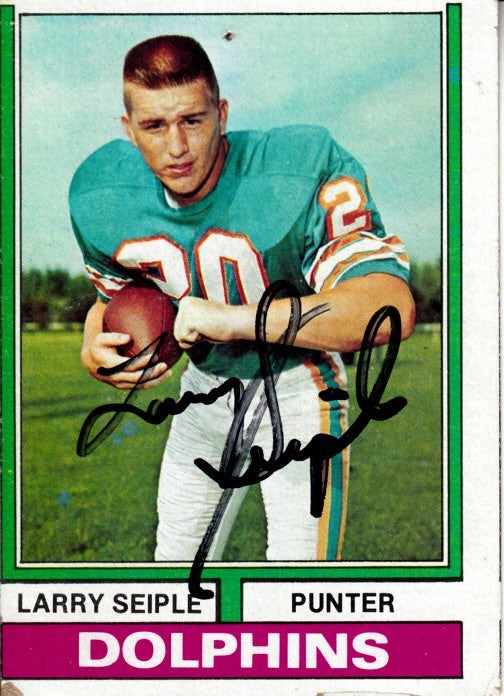 Larry Seiple autographed Miami Dolphins 1974 Topps card