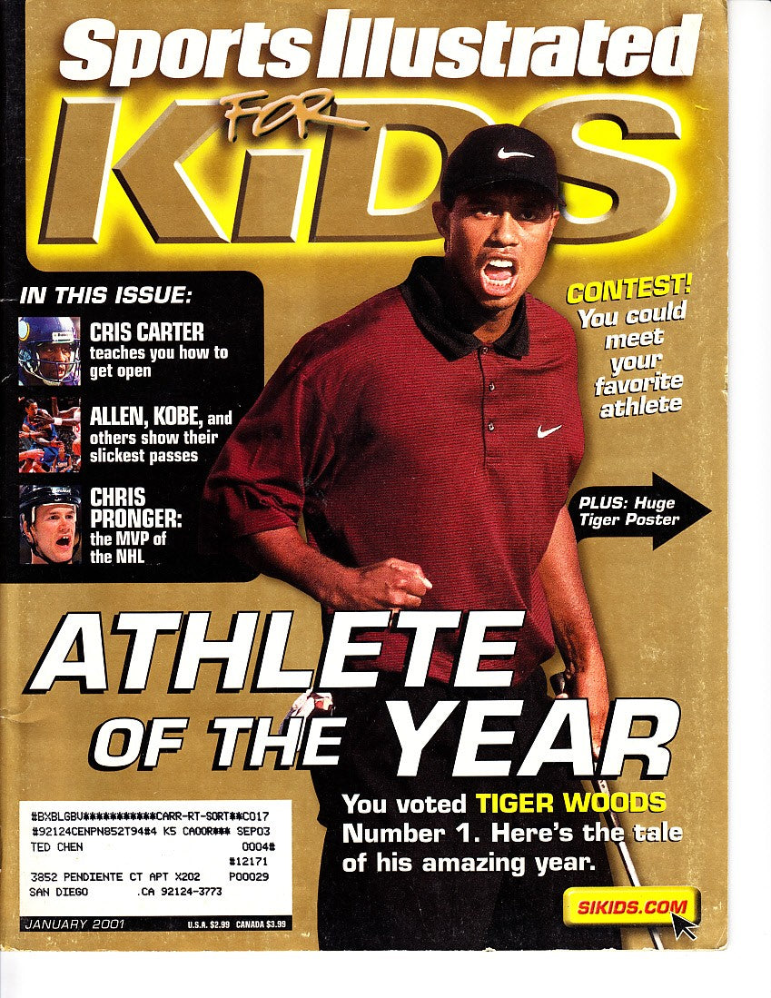 Tiger Woods 2001 Sports Illustrated for Kids magazine