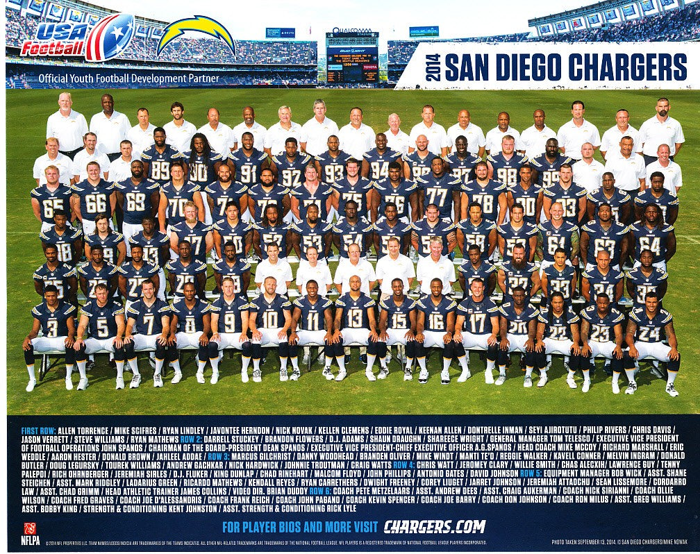 2014 San Diego Chargers 8x10 team photo (Keenan Allen Antonio Gates Philip Rivers)