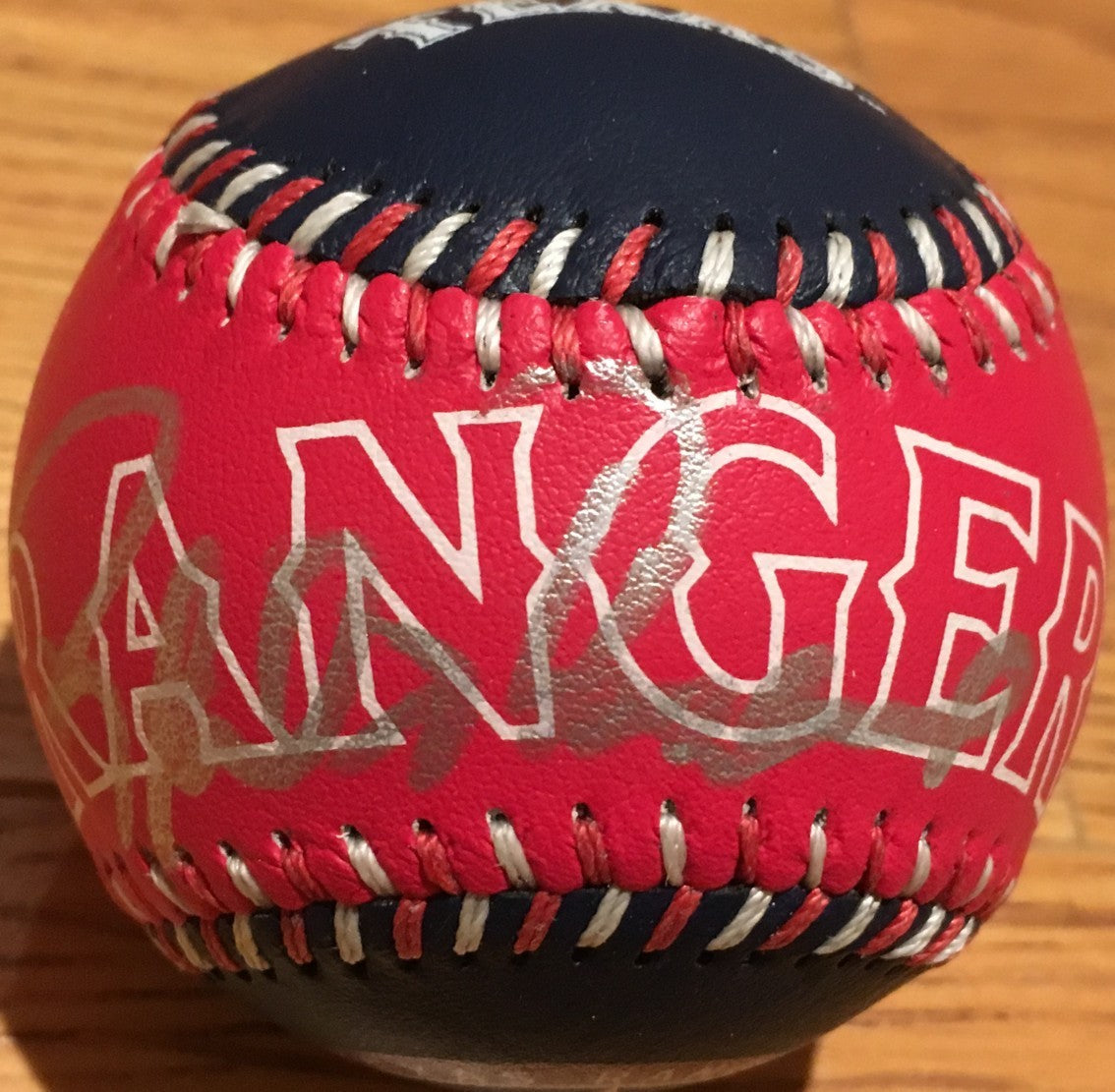 Rafael Palmeiro autographed Texas Rangers leather logo baseball