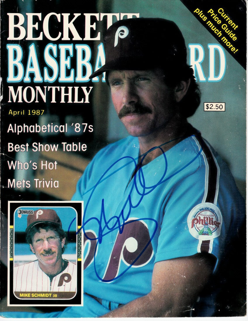 Mike Schmidt autographed Philadelphia Phillies 1987 Beckett Baseball magazine cover