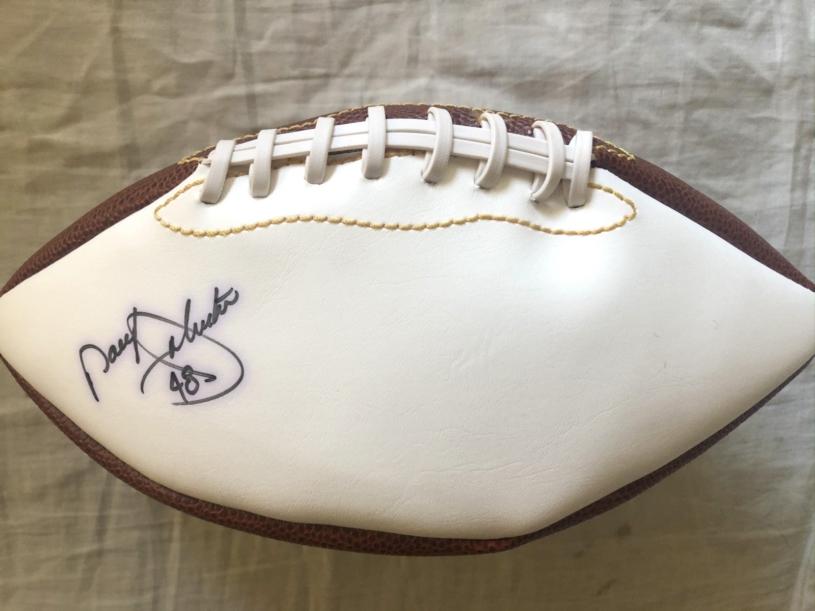 Daryl (Moose) Johnston autographed full size white panel football