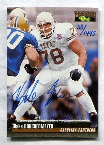 Blake Brockermeyer certified autograph Texas Longhorns 1995 Pro Line Rookie Card