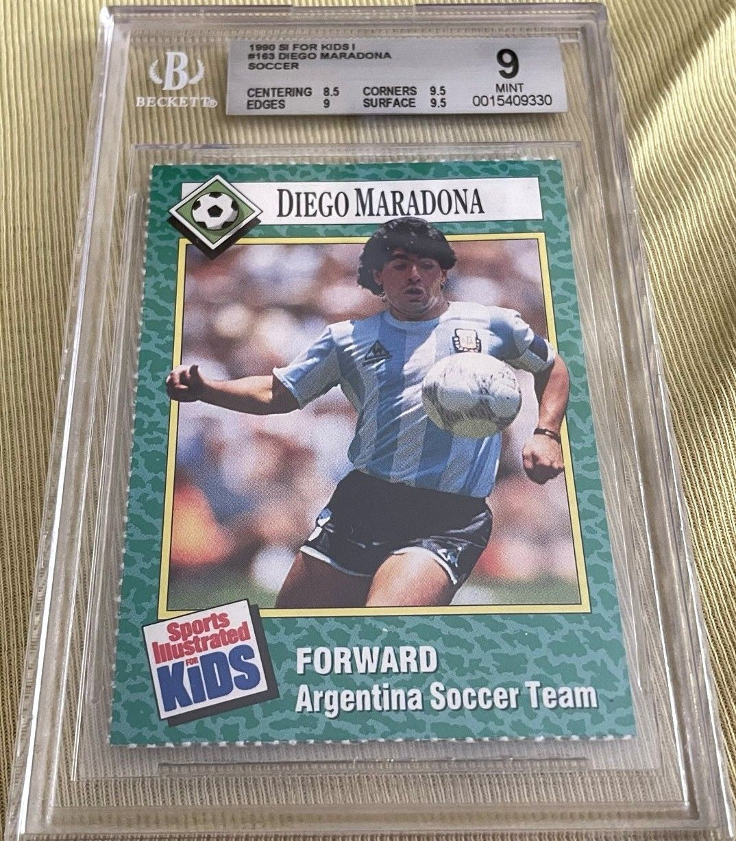 Diego Maradona 1990 Sports Illustrated for Kids soccer card BGS graded 9 MINT