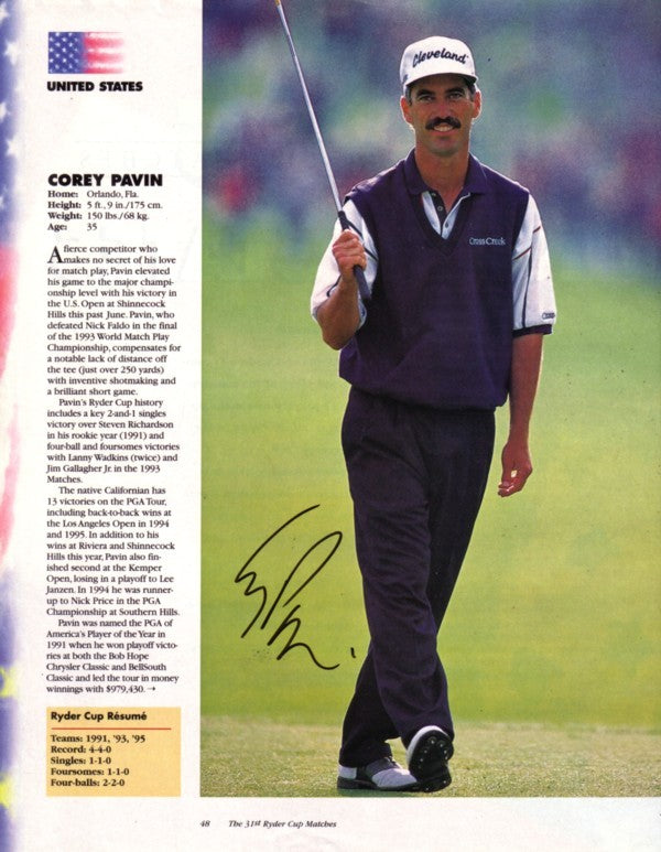 Corey Pavin autographed full page golf magazine photo