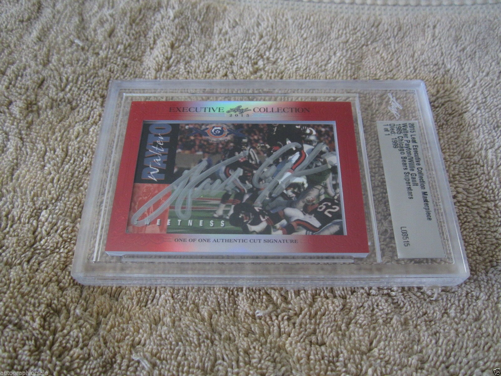 Walter Payton and Willie Gault 2015 Leaf Masterpiece Cut Signature certified autograph card 1/1 JSA